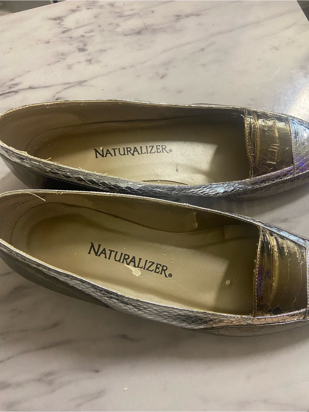 Naturalizer Women's Metallic Snakeskin Loafers - Gold/Silver - Picture 4 of 7
